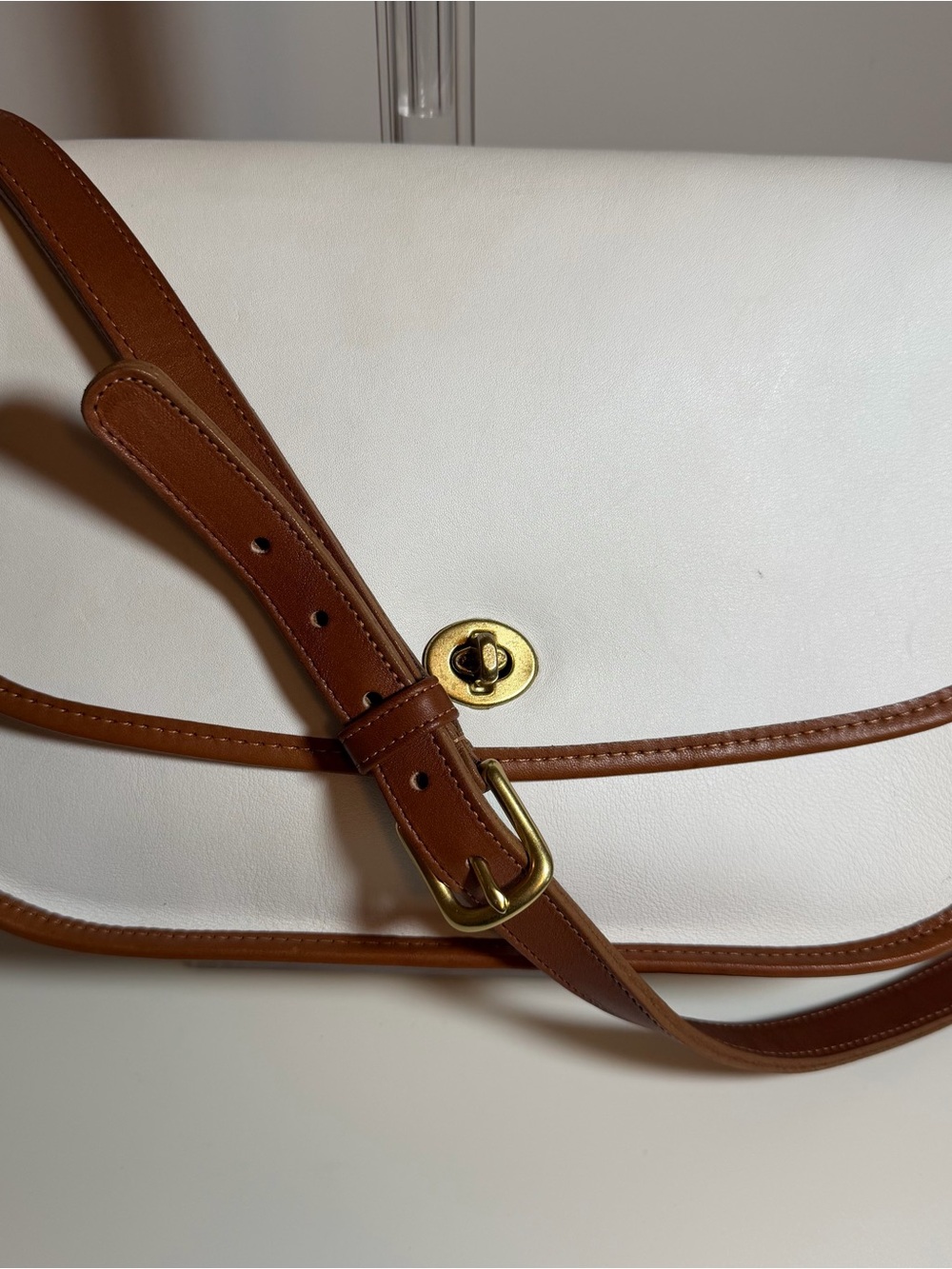 Vintage Coach Spectator City Crossbody Bag White and Tan